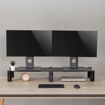 ДВОЙНОЙ СТЕКЛЯННЫЙ СТОЛ ДЛЯ 2 МОНИТОРОВ