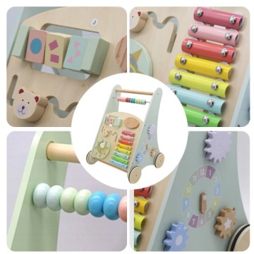 ДЕРЕВЯННЫЕ ХОДКИ, MANIPULATING PUSH 8in1, BABYBOY SORTER, цвет мяты