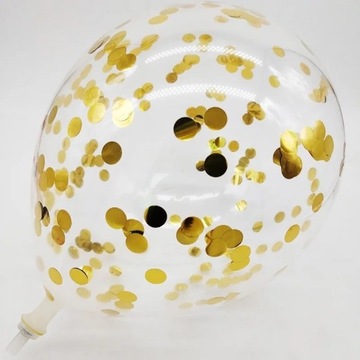 Большие прозрачные золотые шары-конфетти, 12 шт.