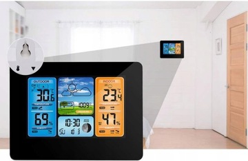 БЕСПРОВОДНАЯ ПОГОДНАЯ СТАНЦИЯ ПОГОДА Гигрометр Термометр Датчик Часы Дата