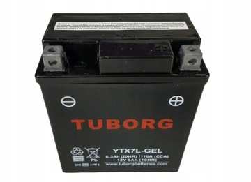 Akumulator ŻELOWY Tuborg YTX7L-BS GEL 12V 6Ah 110A P+ ZAMIENNIK YUASA VARTA