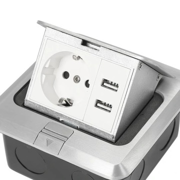 1 двойная евророзетка Access, серебристая J02, выдвижная