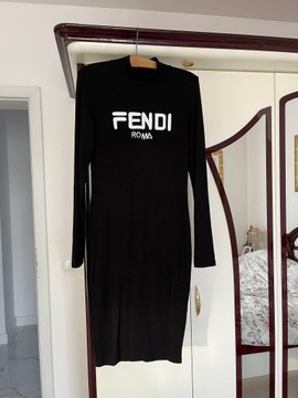 FENDI Sukienka dzianina czarna XL