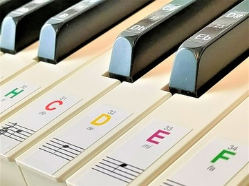 МУЗЫКАЛЬНЫЕ НАКЛЕЙКИ ДЛЯ КЛАВИАТУР ПИАНО, ЦВЕТНЫЕ