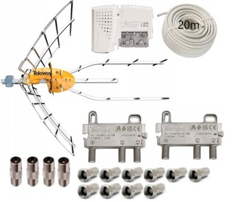 ZESTAW TELEVES ELLIPSE T FORCE UHF 38dBi na 4 TV