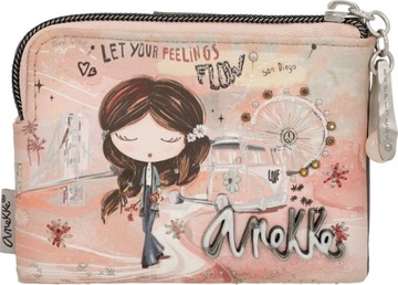 A57 Anekke mały miękki portfel etui portmonetka Peace&Love pink Hollywood