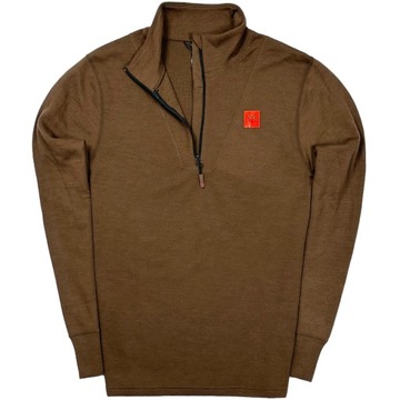 LARS MONSEN Wełniana Lekka Bluza Merino Wool Half Zip Logowana r. XL