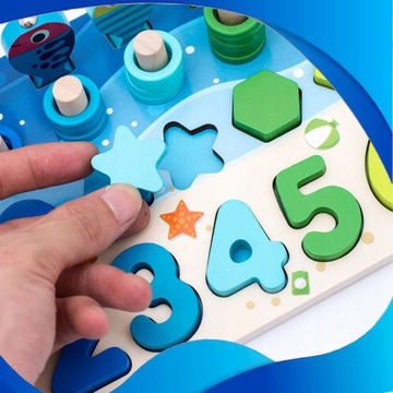 Деревянный пазл-сортировщик, рыбалка, развивающая доска Монтессори