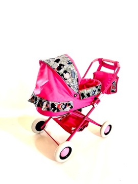 КОЛЯСКА ДЛЯ ПОЛЬСКОЙ КУКЛЫ С СУМКОЙ, РОЗОВАЯ, КРАСНАЯ. СЕРЫЙ