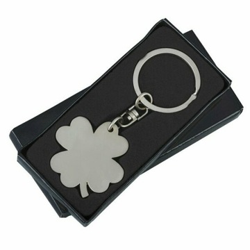 BRELOK METALOWY W KSZTAŁCIE 4-LISTNEJ KONICZYNY CLOVER QUADRIFOGLIO SREBRNY