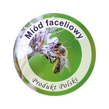 Paczka etykiet mini okrągłe miód faceliowy Ø37mm