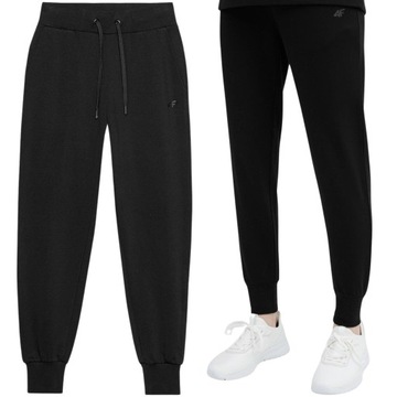 SPODNIE DRESOWE DAMSKIE 4F JOGGERY SPORTOWE BAWEŁNIANE WYGODNE CZARNE r. M