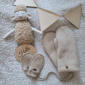 Zaffiro Rękawiczki dziecięce Wełna premium Sierra 0-12m Beige