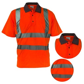 KOSZULKA ODBLASKOWA POLO HI VIS robocza SZYBKOSCHNĄCA pomarańczowa XL