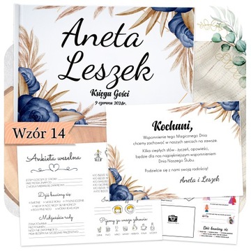 KSIĘGA GOŚCI NA ŚLUB BOHO TRAWY KWIATY LIŚCIE
