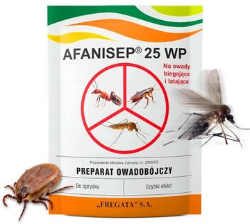 AFANISEP OPRYSK ŚRODEK PROSZEK NA KLESZCZE KOMARY MUCHY PERMETRYNA 25WP