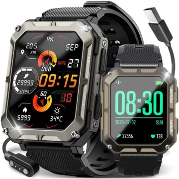 ZEGAREK SMARTWATCH MĘSKI PANCERNY WODOODPORNY NIEZNISZCZALNY FUNKCJA ROZMÓW