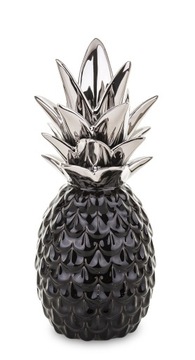 Ceramiczna dekoracja ananas czarny srebrny prezent