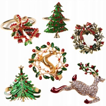 6 ШТ. РОЖДЕСТВЕНСКИЕ КОЛЬЦА КОЛЬЦА ДЛЯ САЛФЕТОК УКРАШЕНИЯ ОРНАМЕНТЫ ОЛЕНЕЙ