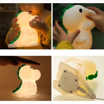 SILIKONOWA LAMPKA DO POKOJU DZIECIĘCEGO DINOZAUR LAMPKA NOCNA LED RGB 3000K