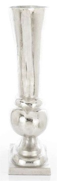 Серебряная высокая металлическая продолговатая ваза с крышками для цветочных горшков.