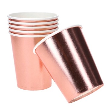 KUBECZKI PAPIEROWE jednorazowe rose gold panieński urodziny kubek na napoje