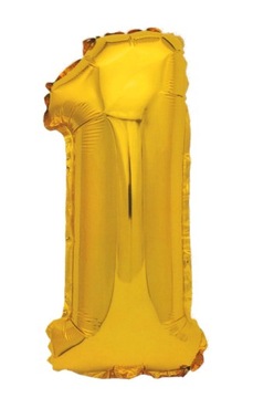 Balon foliowy cyfra ZŁOTA 1 jedynka hel 40 cm