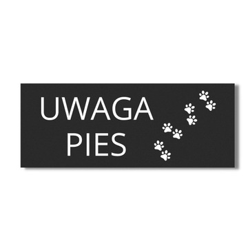 TABLICZKA SZYLD ALUMINIOWA CZARNA UWAGA PIES 20x10 CM DRUK UV PIKTOGRAM PRO