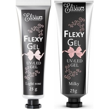 Zestaw FLEXY GEL ŻEL UV LED Light Rose + Flexy Gel milky żel Elisium