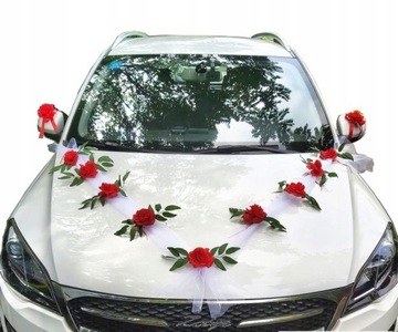 Dekoracja ślubna samochodu ozdoby na auto do ślubu