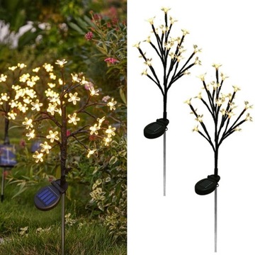 2X LAMPKI KWIATKI SOLARNE OGRODOWE LED LAMPY SOLAR WBIJANA ZEWNĄTRZ