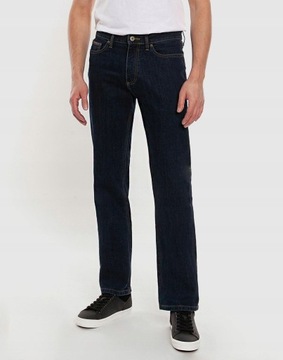 Spodnie Jeansowe Męskie Granatowe Texasy Dżinsy Proste KWS JEANS 505 W33L34