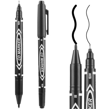 MARKER CIENKOPIS WODOODPORNY PISAK MAZAK DWUSTRONNY DO PŁYT CD DVD 1/0.5MM
