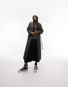 TOPSHOP TALL GRAFITOWY PIKOWANY PŁASZCZ PASEK (38)