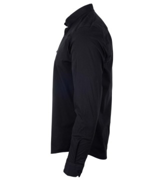 рубашка с воротником стойкой ЧЕРНАЯ Хлопок L воротник стойка SLIM FIT комфорт VIADI POLO