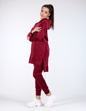 Welurowe dresy damskie EMI II - welurowa bluza + spodnie - bordo 4XL/5XL