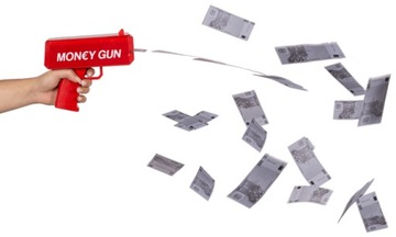 PISTOLET MILIONERA BOGACZA NA PREZENT + BANKNOTY