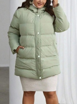 SHEIN Essnce Damski płaszcz puchowy z kapturem w jednolitym kolorze XL