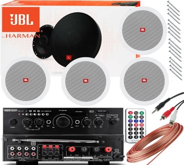 NAGŁOŚNIENIE SUFITOWE GŁOŚNIKI AMPLITUNER BLUETOOTH RADIO USB SD AUX JBL