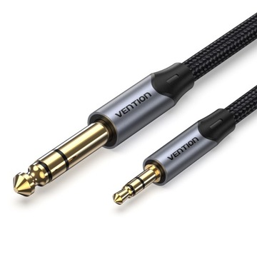 VENTION Kabel Jack 6.3-3.5 Bawełniany Oplot - 3m
