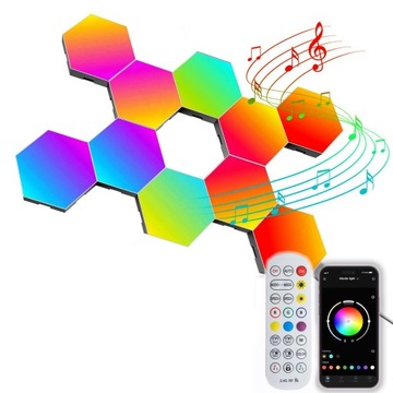 HEXAGON RGB ИГРОВОЙ НАСТЕННЫЙ СВЕТИЛЬНИК МОДУЛЬНАЯ СИНХРОНИЗАЦИЯ МУЗЫКИ 10 ШТ.