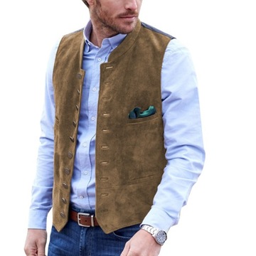 Fashion Chamois Vest Men's Vest Single Breasted Re