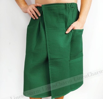 Kilt Męski, Ręcznik do sauny spa na basen 100% Bawełna Butelkowa Zieleń S/M