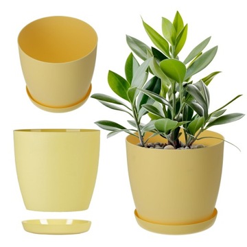 КРЫШКА ДЛЯ ЦВЕТОЧНОГО ГАЗОНА ЦВЕТОЧНЫЙ ВАЗ 18см ДЛЯ ЦВЕТОВ МАТОВО-ЖЕЛТАЯ ПЛАСТИКОВАЯ ПОДСТАВКА