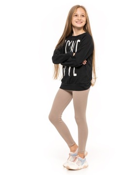 УТЕПЛЕННЫЕ ЛЕГГИНГИ ДЛЯ ДЕВОЧЕК, ЛЕГГИНСЫ БЕЖЕВЫЕ 140