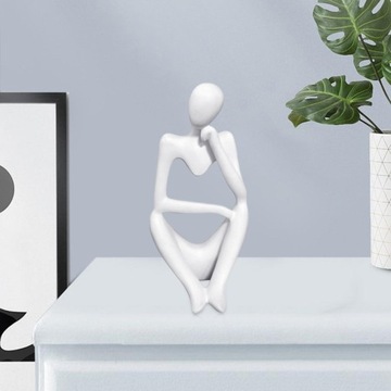 Абстрактный мыслитель, белая большая резная коллекционная вещь, использующая правую руку.