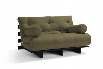 Sofa z funkcją spania 180x200 cm - Pascall Slim Exclusive Black Futon Khaki