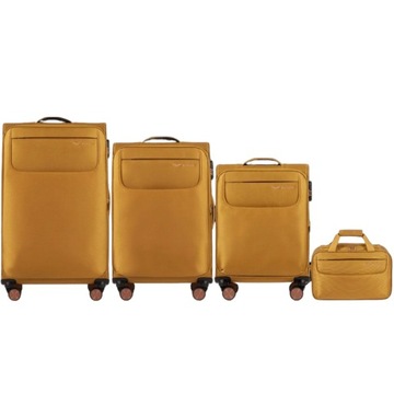 TRN01, Zestaw 3 walizek (L,M,S) Wings, Yellow +gratis torba podręczna