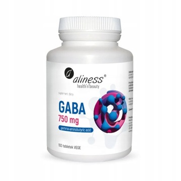 Aliness Gaba 750mg Kwas Gamma-Aminomasłowy Relaks Sen 100 Vege Tabletek