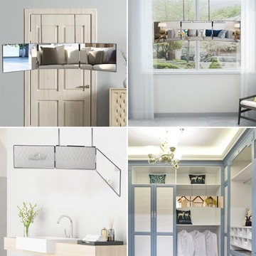 Косметическое зеркало в трех направлениях, складное, регулируемое, для подвешивания на дверь.